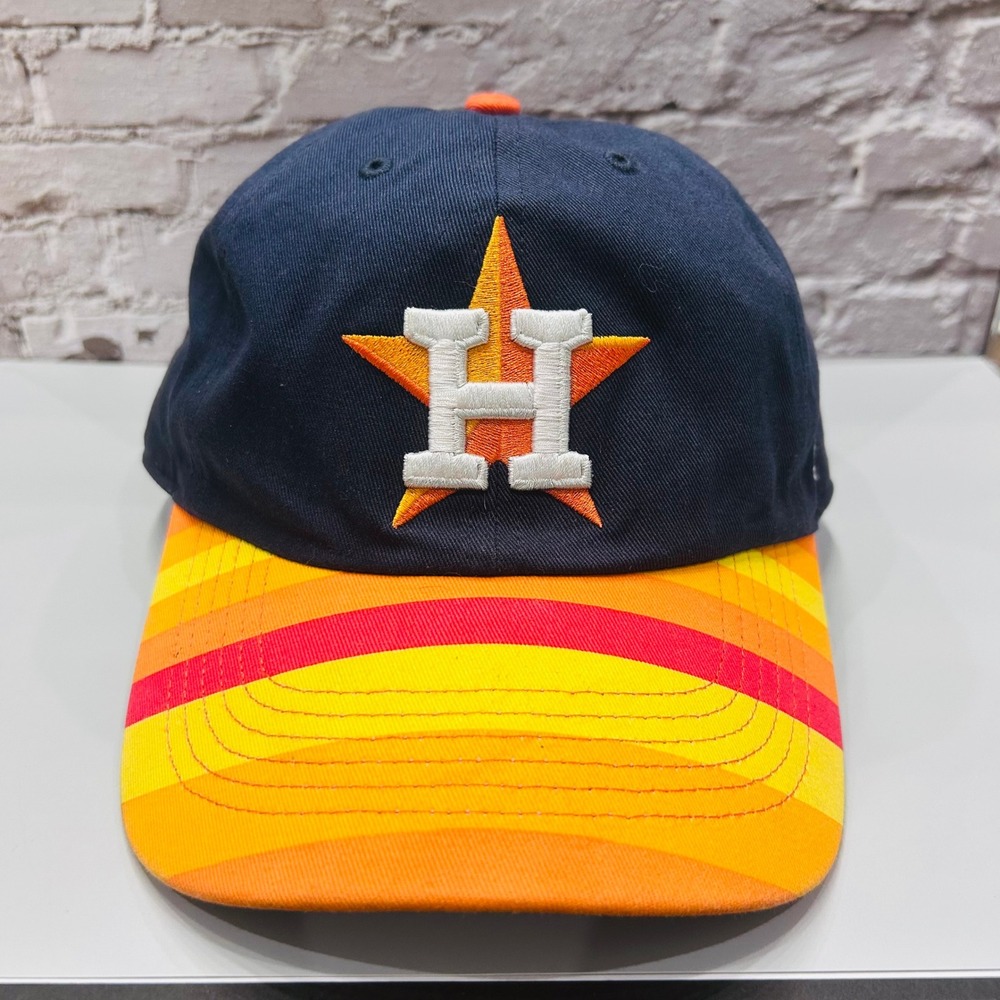 '47 Houston Astros Hat Mens OSFA Navy Rainbow Tequila‎ Sunrise Strapback
